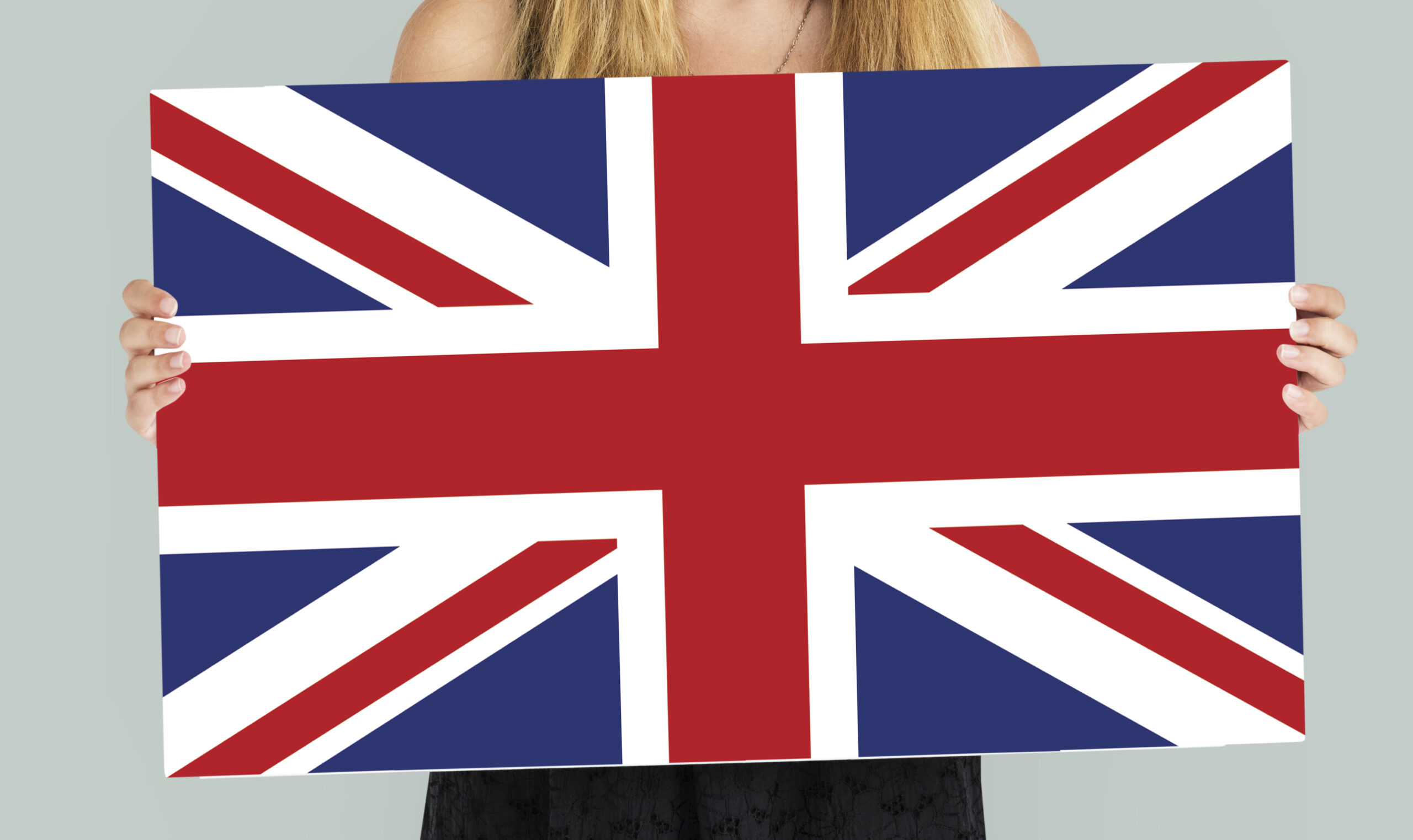 woman hands hold england uk flag patriotism woman hands hold england uk flag patriotism